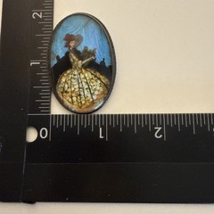 Sterling Silver Brooch Pin with Antique English Blue Butterfly Wing Design.
