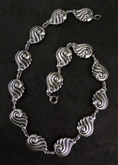 VINTAGE DANECRAFT STERLING SILVER DECO SWIRL LINK NECKLACE 19.5 Grams 15″ L x 1″