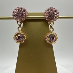 Vintage Sparkling BLANCA Clip on Pink Rhinstones Dangle Earrings. See pics.