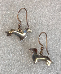 Vintage Sterling Silver Dachshund DOG Earrings Enamel Zarah Jul Pinkham 925 7794