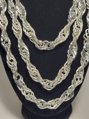 Vintage West German Eloxal Aluminum Triple Strand 58″ Statement Necklace
