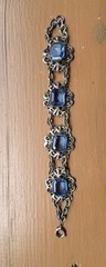 Blue Czech Glass Antique Bracelet Rare! Beautiful Condition! Estate Jewelry