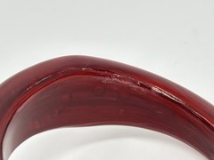 Vintage Chunky Marble Swirl Burgundy Red Asymmetrical Bangle Bracelet 8″ Retro