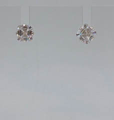 VTG 925 STS Square 6mm CZ Stud Earrings Sterling Silver 1g Asscher Cut Estate