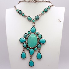 Vintage JULIANA D&E Southwestern Faux Turquoise Cabochon Necklace Book IIJJ#889