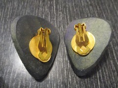 Vintage Designer Artisan Signed Jeff Lieb Crystal Carved Resin 2″ Clip Earrings!