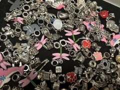 Vintage Lot 181 Charms Bead Spacer Clip Dangle Mix Rhinestone Enamel Collection