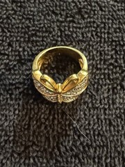 Lot of 5 Yellow Gold Tone Fashion Rings Flower Butterfly Statement Jewelry