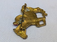 Antique Glass Glitter on Brass Race Horse & Jockey Brooch Pin C Clasp AS IS D92