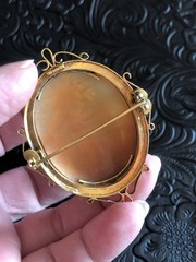 1800’s Antique Victorian Large Cameo Pin Rebecca At Well Landscape