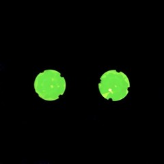 UV Reactive Uranium Glass Yellow Opaline Rhinestone Vintage Brass Stud Earrings