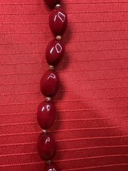 VTG Necklace L:20″ (50 cm) W:0.5″ (12mm) Red Wine Oval Plastic Spring Ring Clasp