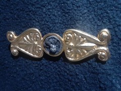 Gold Plated Pewter Cameo Coin Pin Brooch Ben- Amun?
