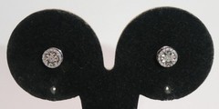 Signed DLC 925 Sterling Silver Genuine Diamond Halo Stud Earrings 1.6g 7.5mm