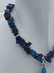 16″ ROUGH CUT NATURAL LAPIS LAZULI STONE BLUE PURPLE POLISH PENDANT NECKLACE VTG