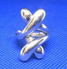 X05 Sculpture Double Criss Cross Modernist 925 Sterling Silver Ring 8g Size 8.5