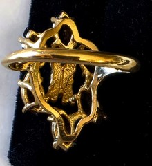 Vintage Golden-brown Rhinestone Coctail Ring, 18k HGE, SIZE 9.25