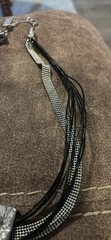 Anne Marie Chagnon Modernist Brutalist Necklace 17.5-20” Mixed Metals & Cord
