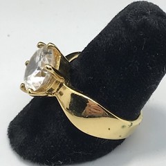 Vintage Gold Plated Cubic Zirconia’s In Stunning Bold Design Ring sz 7