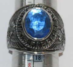 Vintage United States Air Force Kinney Sterling Blue Stone Class Ring, Size 7