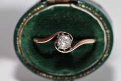 Antique Circa 1900s Handcrafted 14k Gold Natural Rose Cut Diamond Solitaire Ring
