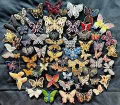 Lot 65 Vtg BUTTERFLY BROOCH Rhinestone Enamel 925 800 Silver GF Monet Trifari
