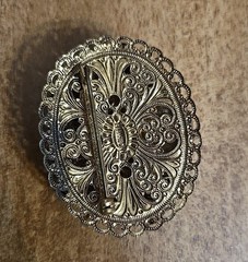 Vintage Western Germany Brooch Glass Faux Opal Gold Plated