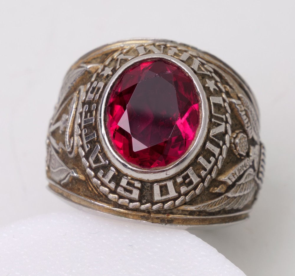 Size 9 Red US Army United States Army Military Signet Stainless Steel Ring