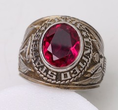 Size 9 Red US Army United States Army Military Signet Stainless Steel Ring