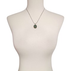 Vintage Confetti Lucite Pendant Necklace Silver Tone Chain 18″ Bohemian Indie