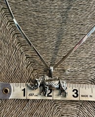 Vintage .925 Sterling Silver V-Neck Choker 16″ inch & 925 RHINO PENDANT | 22+ G