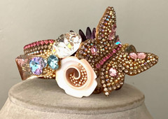 Vintage Wendy Gell 1984 Pastel Rhinestone & Shell Butterfly Bracelet – OOAK