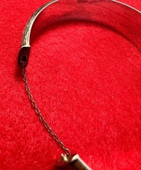Vintage British English JS 925 Sterling SILVER Hand Chased Bangle Bracelet 7″