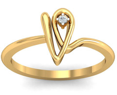 0.03CT Round Cut White Moissanite V Shaped Solitaire Ring In 10K Yellow Gold FN