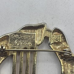 Rachel Gera Signed 1984 Israel Gold / Silver Tone Brooch Pin