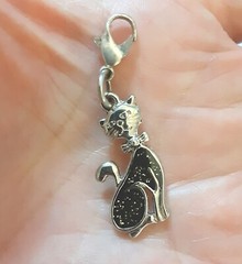 Vintage Enamel Lucky Black Cat Charm
