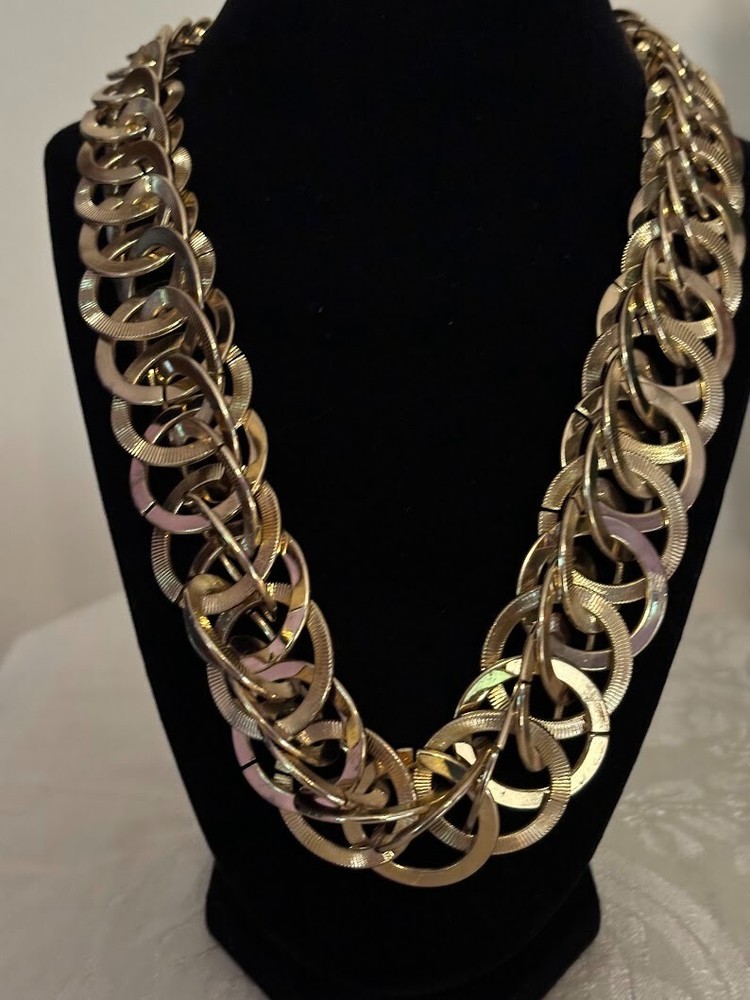 Heavy Vintage Thick Gold Tone Chain Necklace – 26″