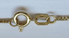 Vintage 14K Gold Delicate Box Chain, 1MM X 16”, Italy, Makers Mark, Spring Ring