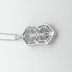 Art Deco Style Lab Created Diamond Engagement Wear 14K White Gold Finish Pendant