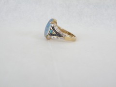 Sterling Silver 925 Gold Over Australian Opal Triplet Gemstone Ring Size 6