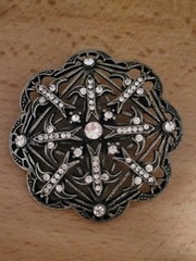 Vintage Rhinestone Floral Intricate All Occasions Brooch With Patina CA USA P196