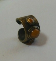 Vintage Signed N A Brass Orange Cabochon Ring Size 8