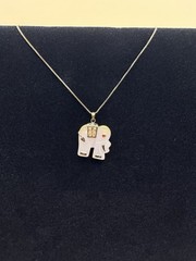 Vintage Jade Elephant Necklace 18K Gold Over Sterling Silver Good Luck Charm