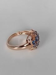 Vintage 1990-s 14 Ct Rolled Gold Blue Topaz Ring Size UK P US 7 1/2- Hallmarked