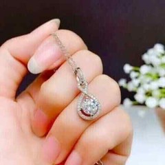 Art Deco Style Lab Created Diamond For Any Occasion Pendant 14K White Gold FN
