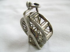 Vtg Sterling Charm LARGE European Style Ferris Wheel Revolves Seats Move *5.5g*