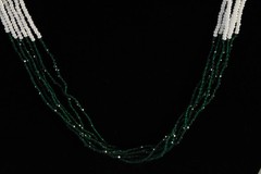 Green White 24″ 6 Strand Tiny Seed Bead Beaded Shimmering Necklace Handmade