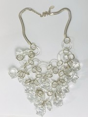Robert Rose Chunky Cluster Necklace Large Clear Lucite Faceted Beads And Rings