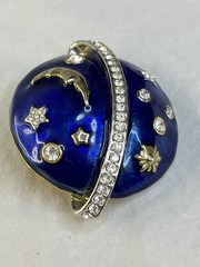 Vintage Swarovski Celestial Star Moons Brooch Blue Enamel PLEASE READ
