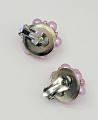 Vintage Lilac Imitation Glass Pearl Necklace & Earring set, 5 Strands
